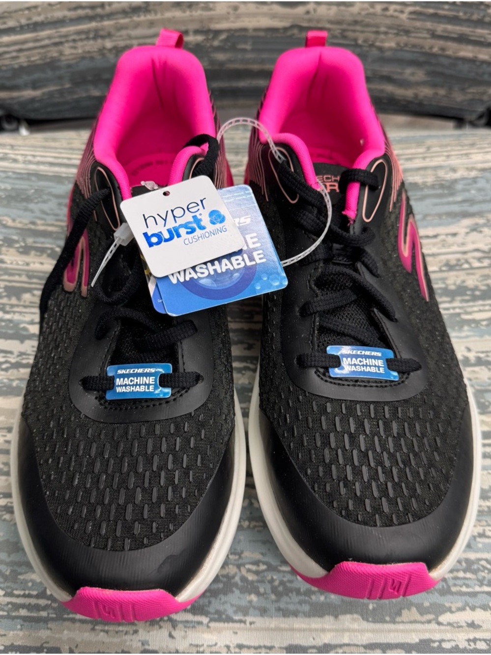 Skechers Black and Hot Pink Women’s Athletic Sneakers